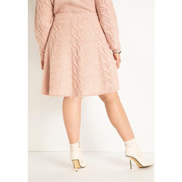 Eloquii Women's Flared Heavy Cable Knit Pull On Pink Mini Skirt Size 14/16 - Picture 7 of 7